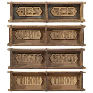 Bricka 4 pcs Brun 57 x 15 x 9 cm Solid återvunnen trä