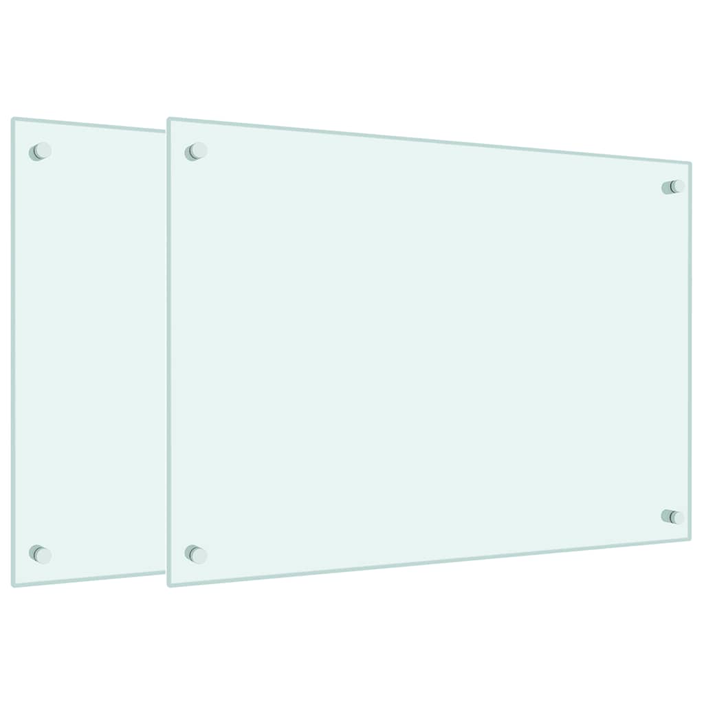 Stänkskydd 2 st vit 70x50 cm härdat glas