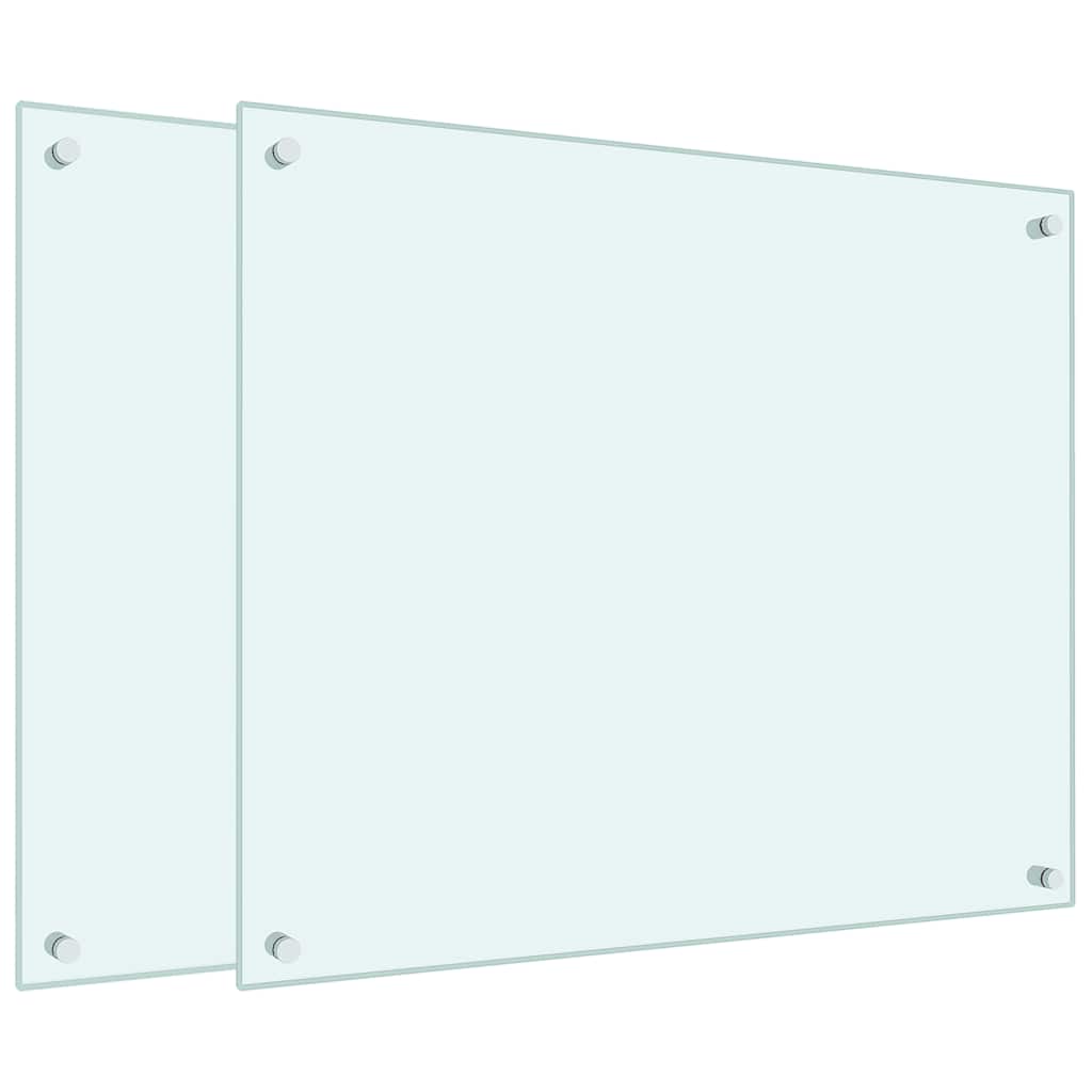 Stänkskydd 2 st vit 70x60 cm härdat glas