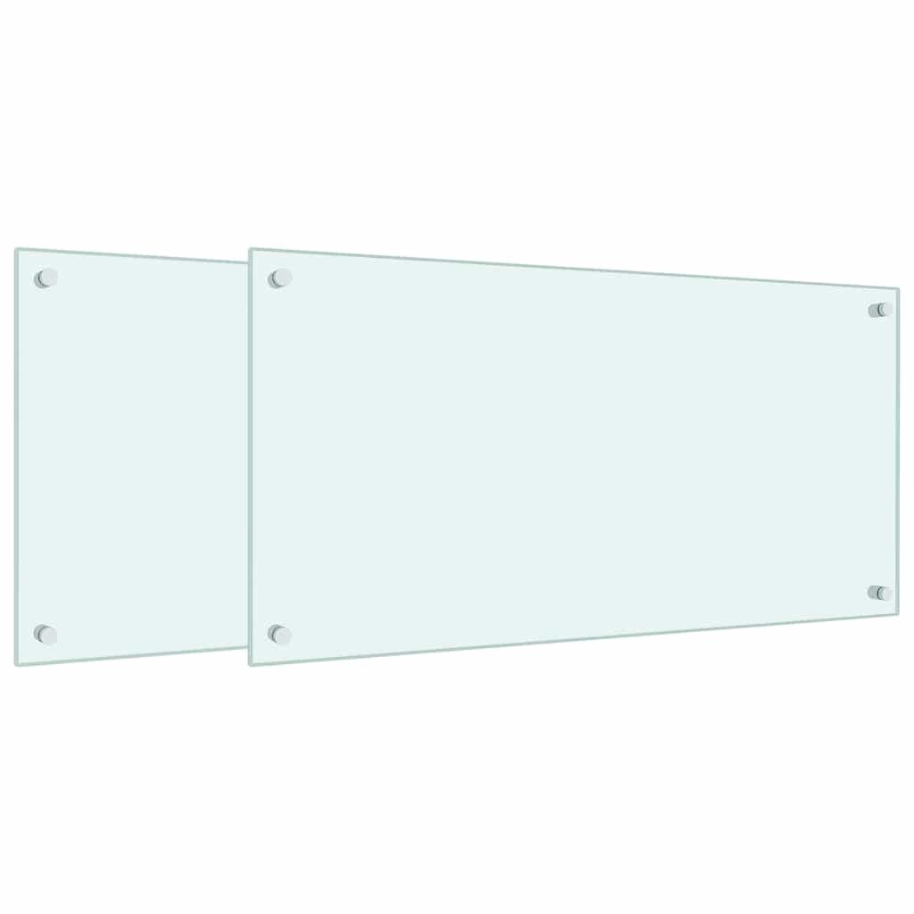 Stänkskydd 2 st vit 80x40 cm härdat glas