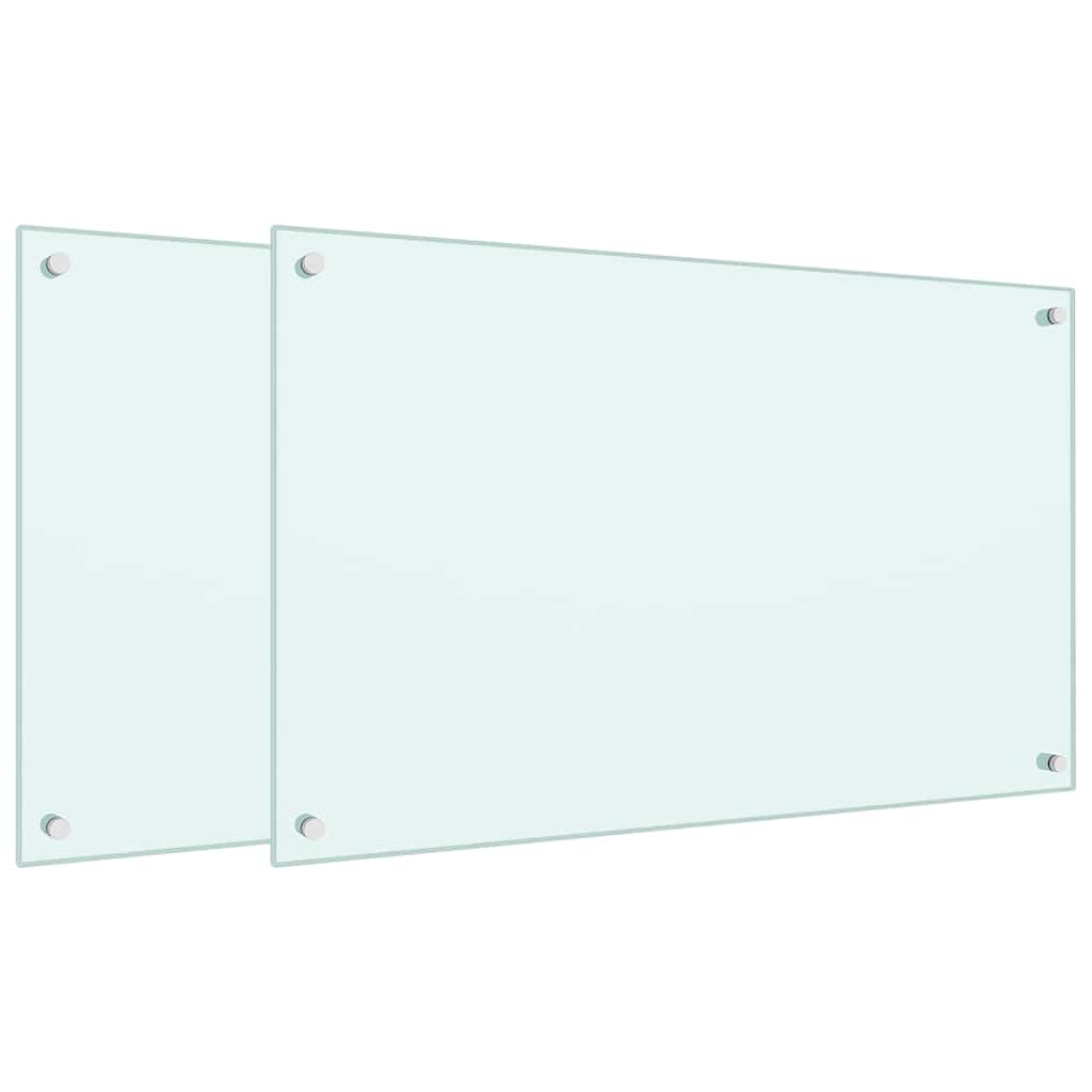 Stänkskydd 2 st vit 80x50 cm härdat glas