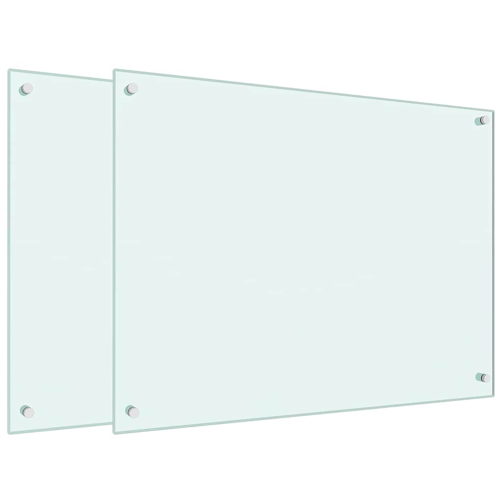 Stänkskydd 2 st vit 80x60 cm härdat glas