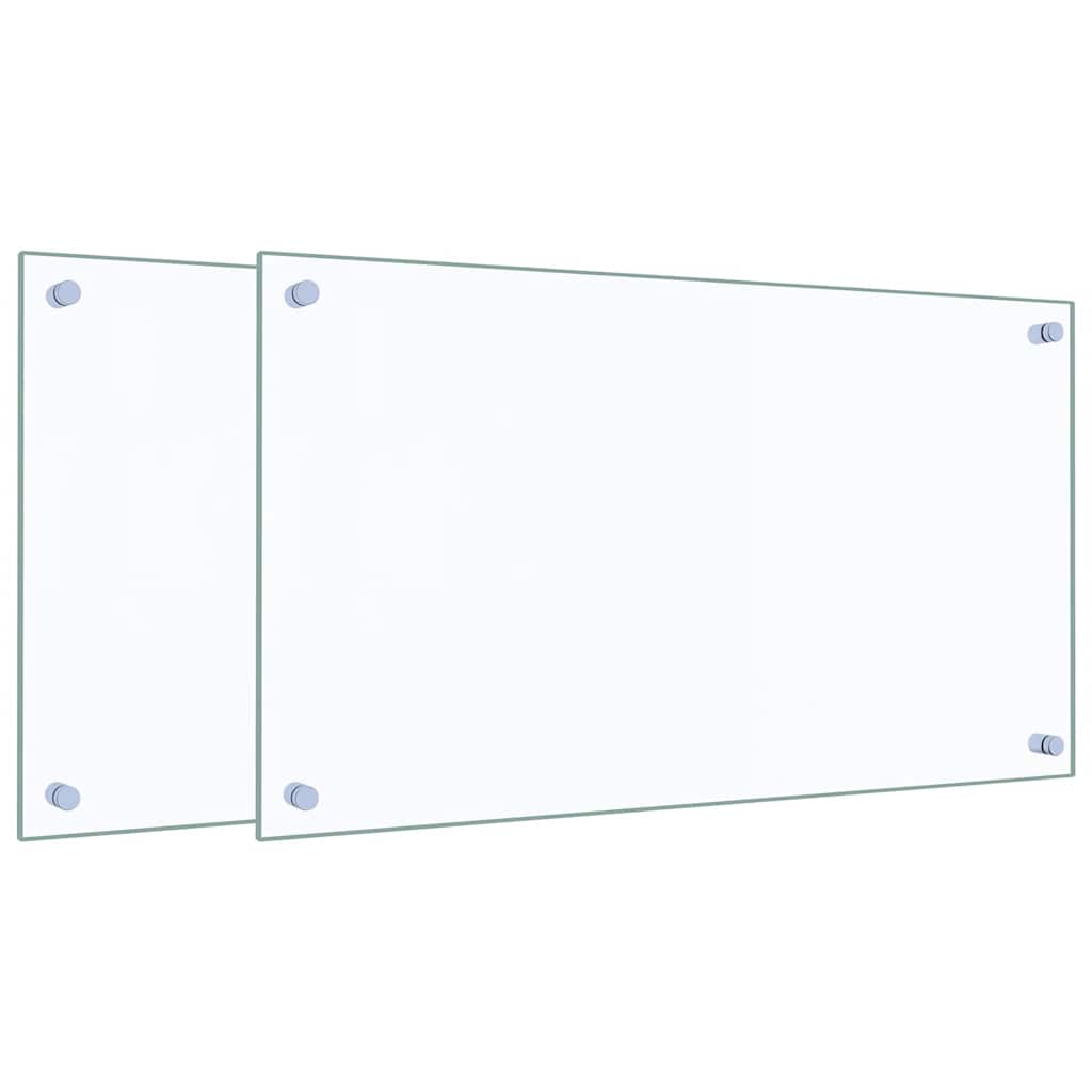 Stänkskydd 2 st transparent 70x40 cm härdat glas