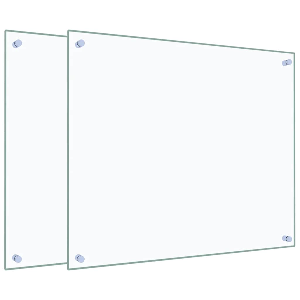 Stänkskydd 2 st transparent 70x60 cm härdat glas