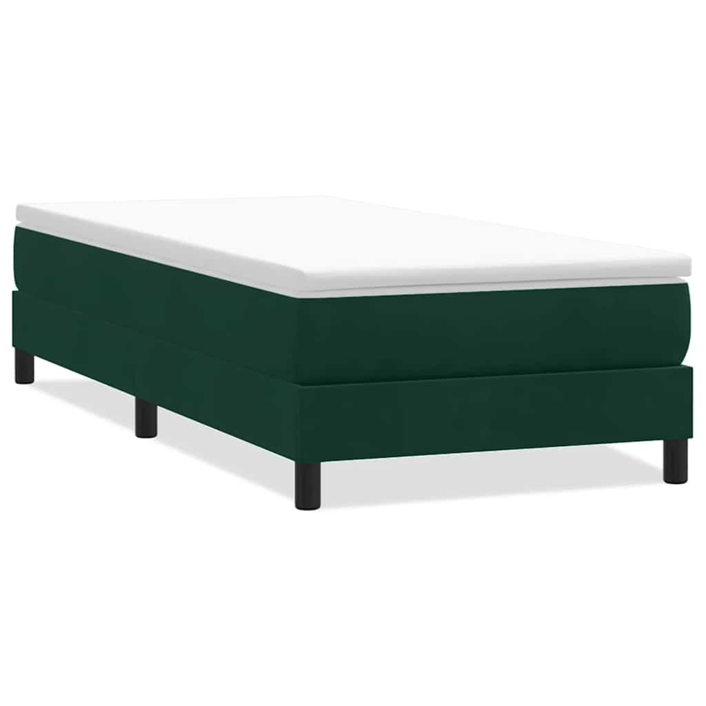 Resårsäng utan madrass mörkgrön 100x220 cm sammet