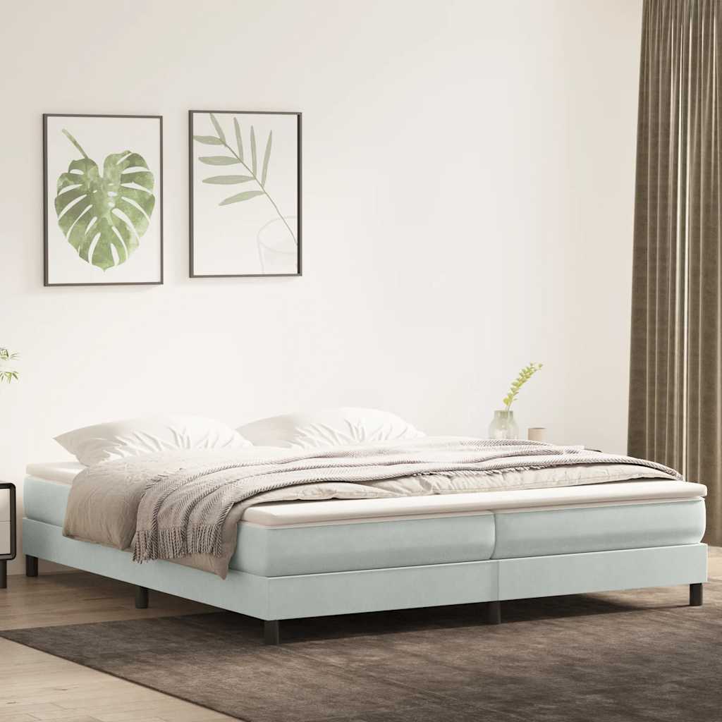 Resårsäng utan madrass ljusgrå 200x220 cm sammet