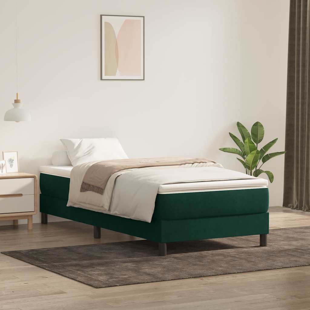 Resårsäng utan madrass mörkgrön 200x220 cm sammet