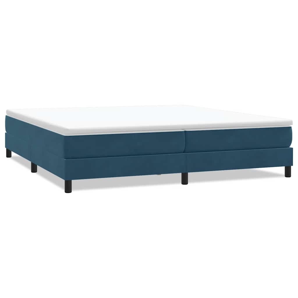 Resårsäng utan madrass mörkblå 200x220 cm sammet