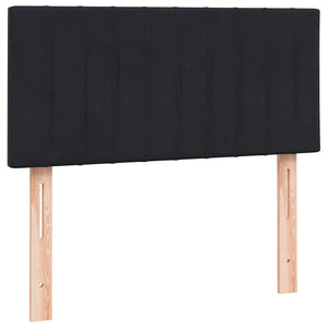 Resårsäng med madrass och LED svart 90x210 cm sammet