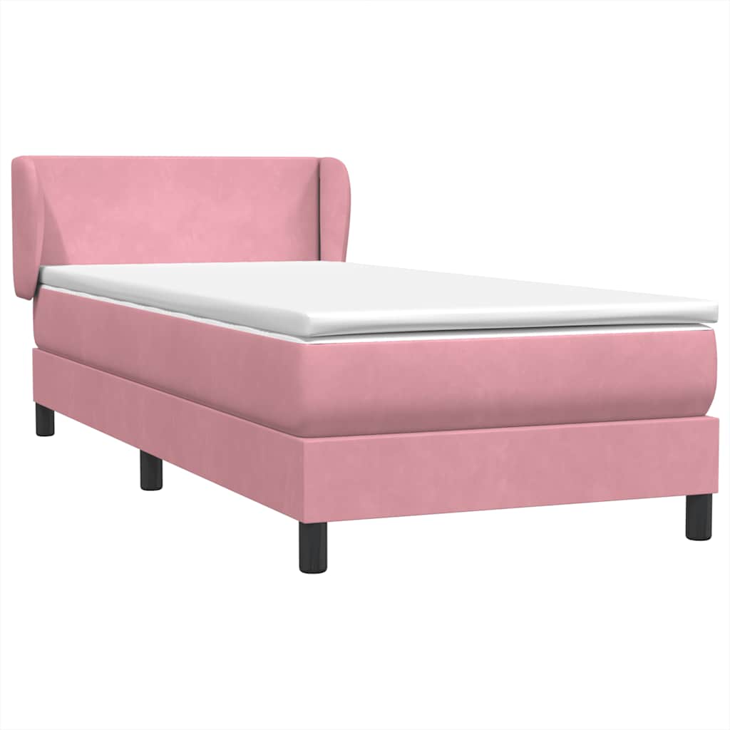Resårsäng med madrass rosa 90x220 cm sammet