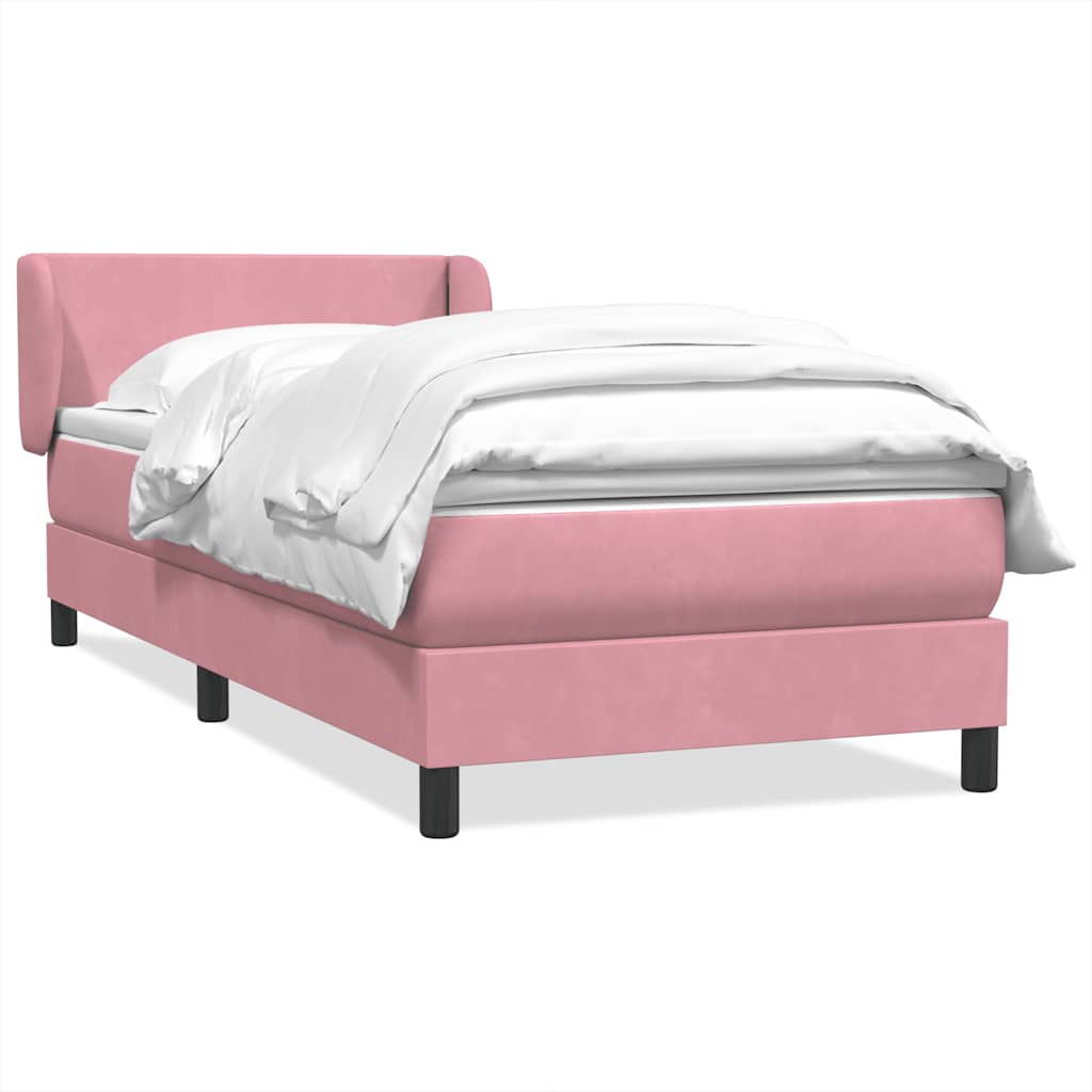 Resårsäng med madrass rosa 90x220 cm sammet