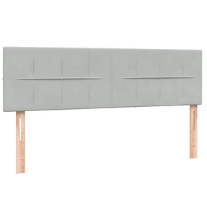 Ramsäng med madrass ljusgrå 160x210 cm sammet