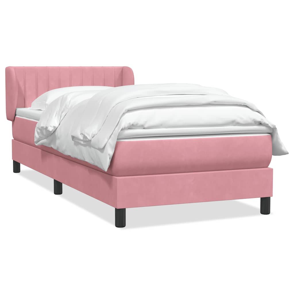 Ramsäng med madrass rosa 90x210 cm sammet