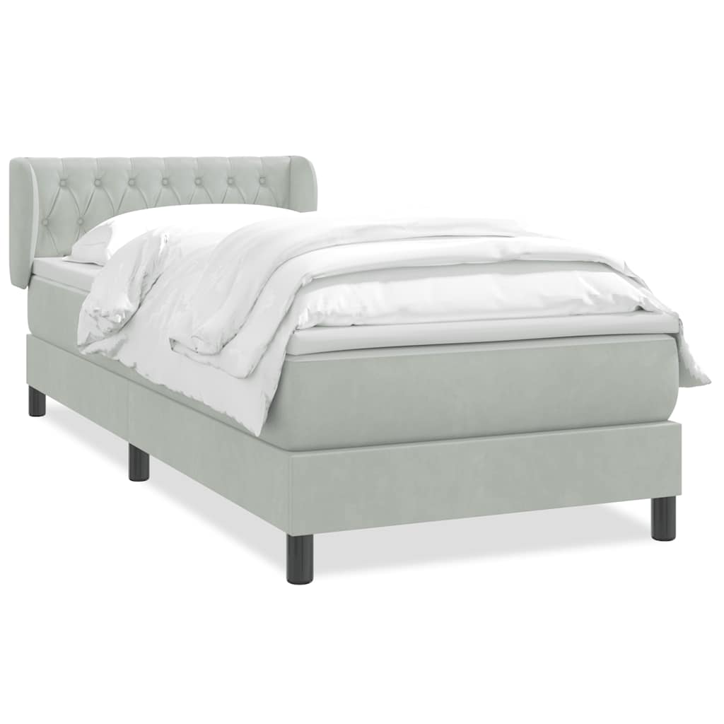 Ramsäng med madrass ljusgrå 80x210 cm sammet