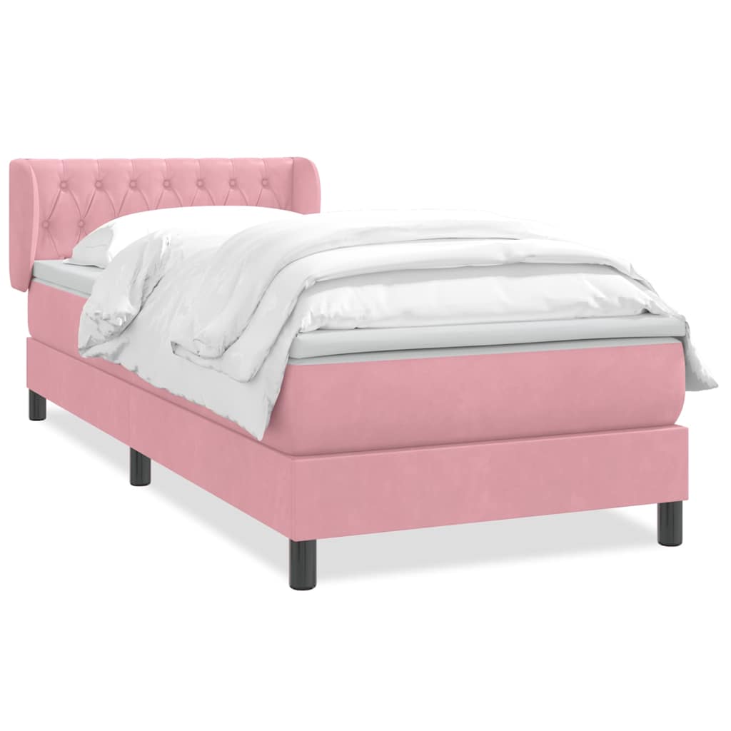 Resårsäng med madrass rosa 90x220 cm sammet