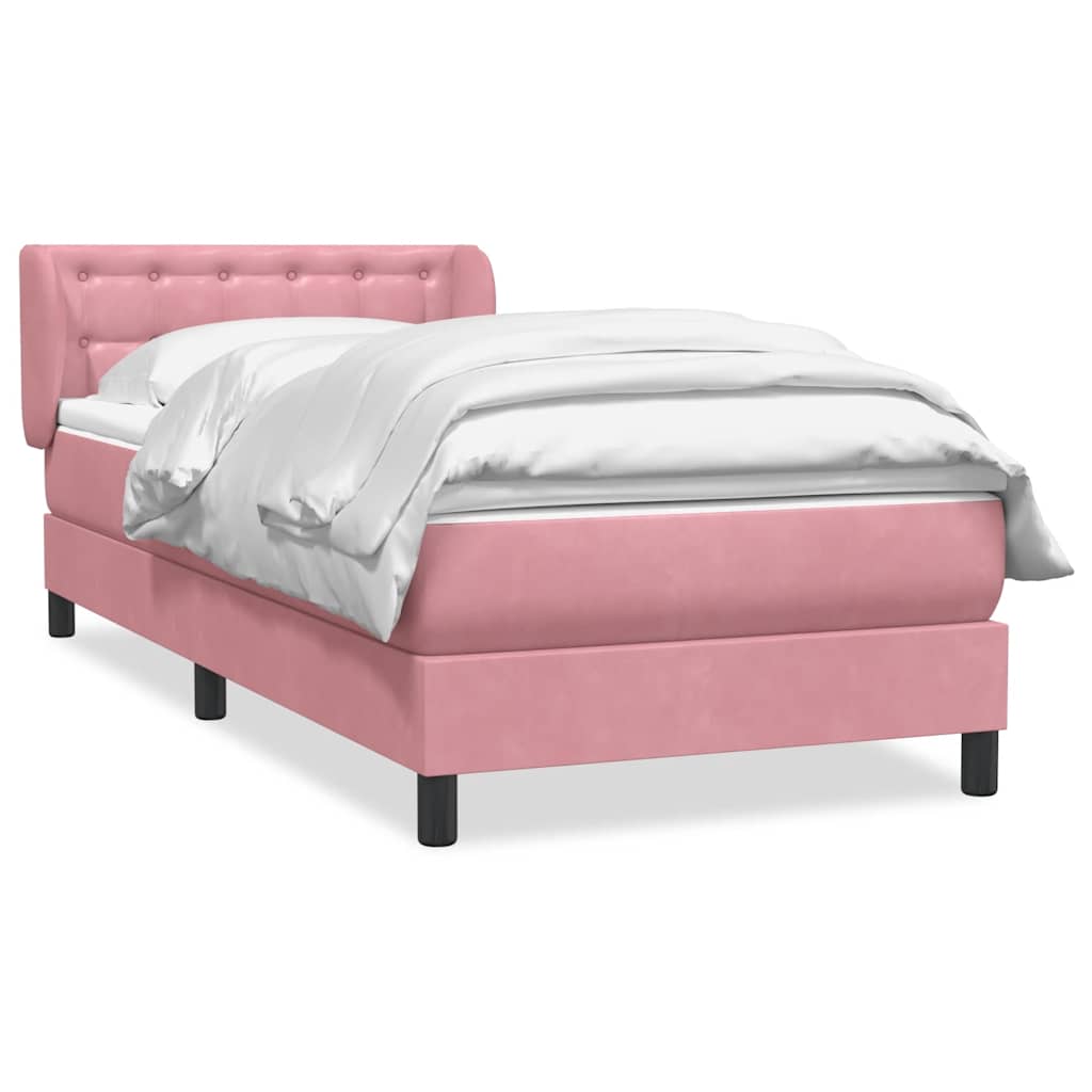 Ramsäng med madrass rosa 90x210 cm sammet