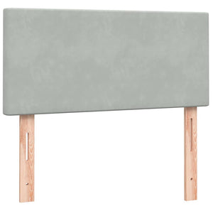 Ramsäng med madrass ljusgrå 80x210 cm sammet