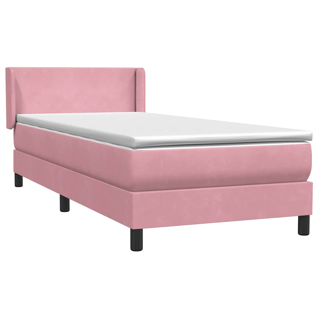 Resårsäng med madrass rosa 90x220 cm sammet