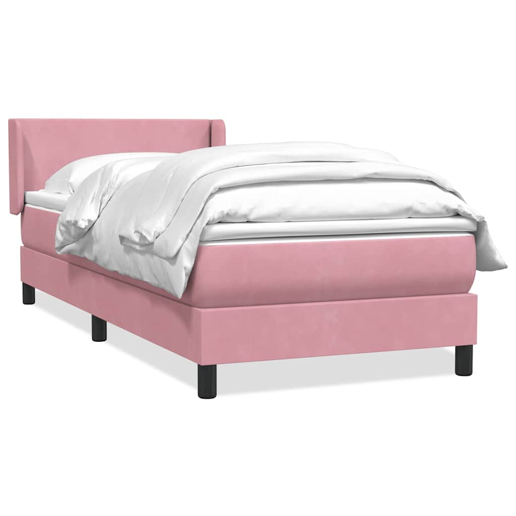 Resårsäng med madrass rosa 90x220 cm sammet