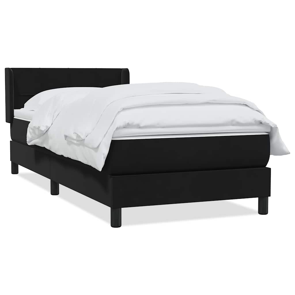 Ramsäng med madrass svart 90x210 cm sammet