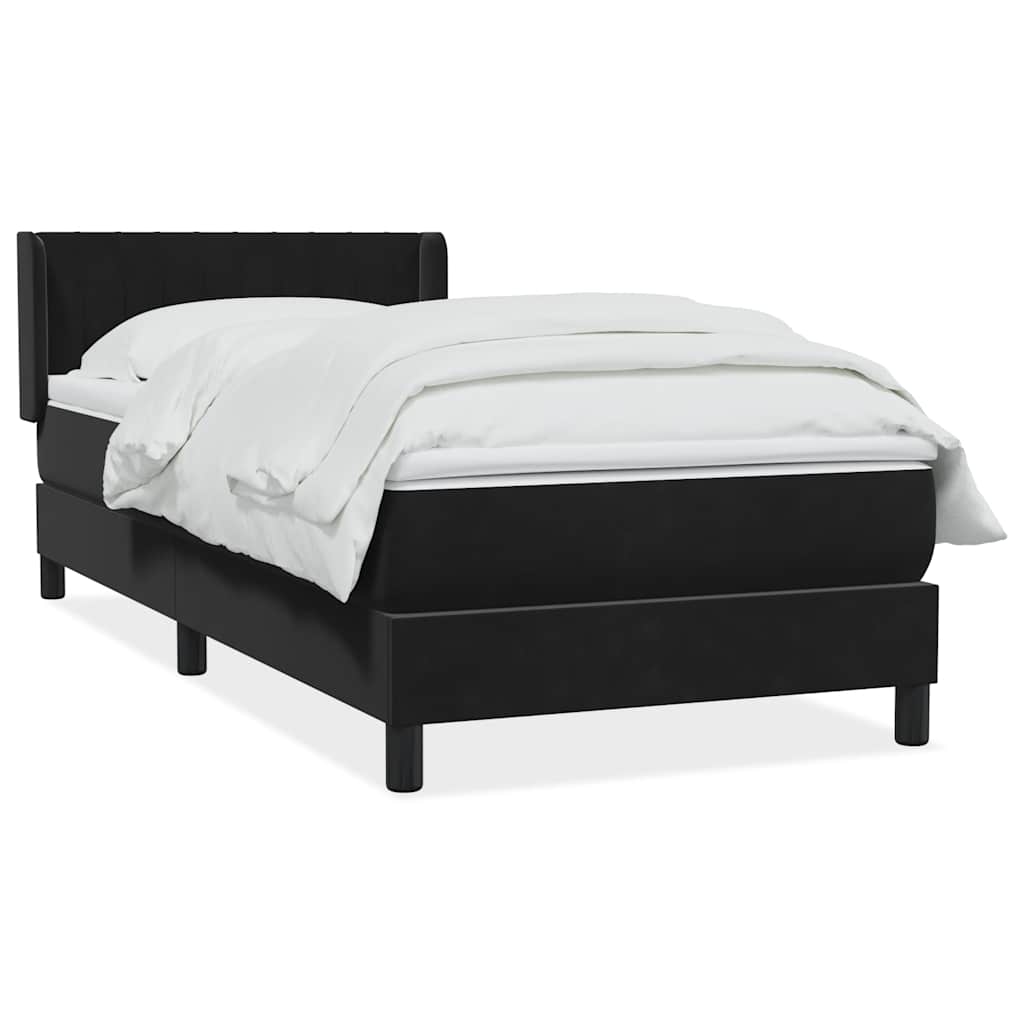 Ramsäng med madrass svart 90x210 cm sammet