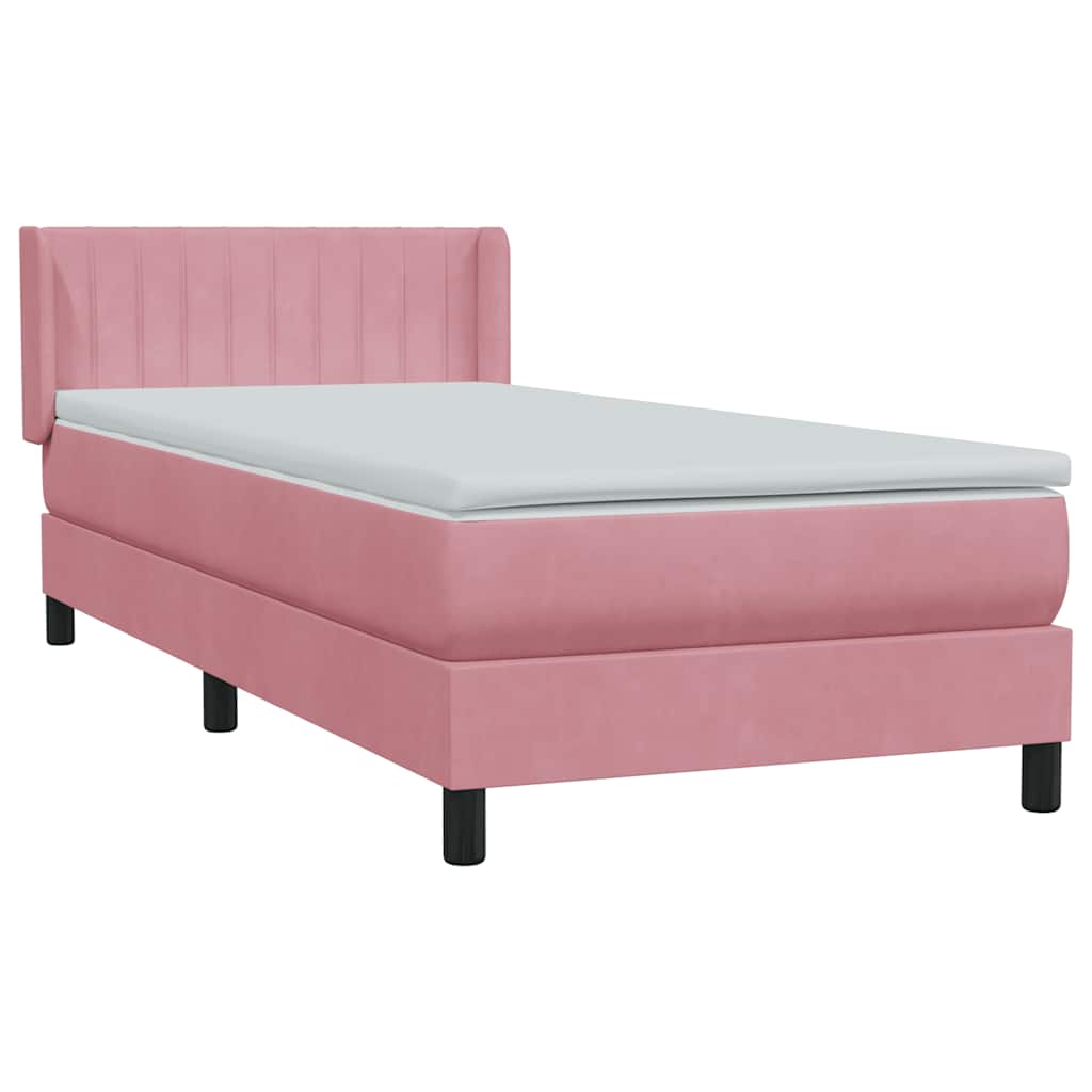Resårsäng med madrass rosa 90x220 cm sammet