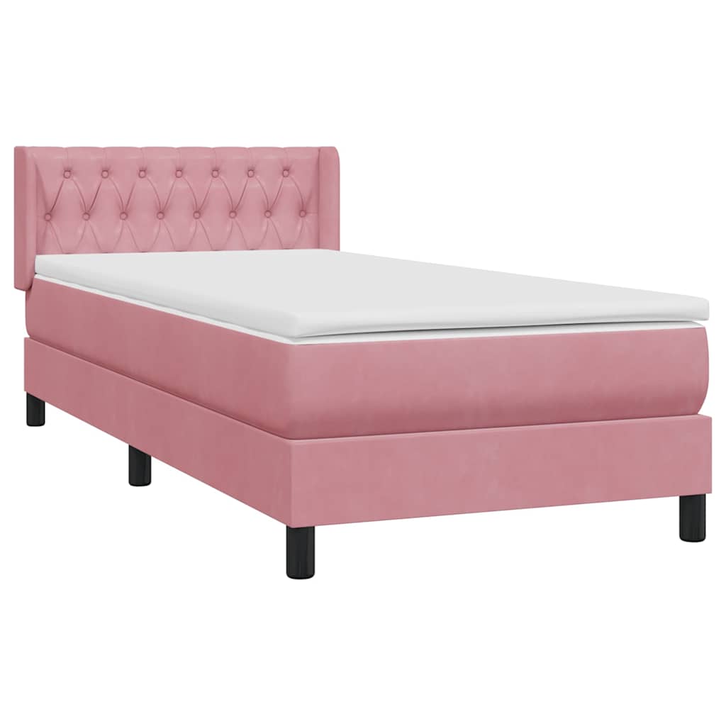Resårsäng med madrass rosa 90x220 cm sammet