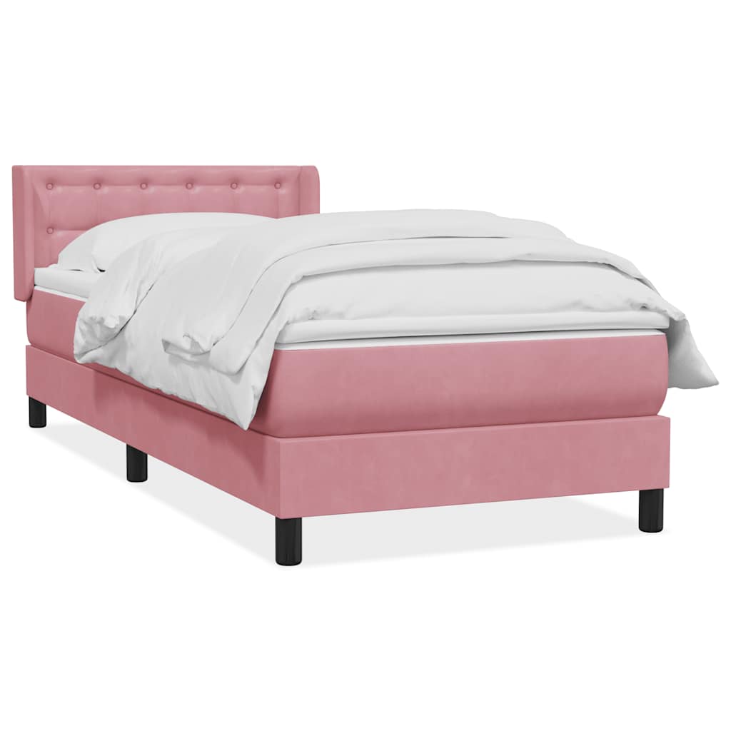 Ramsäng med madrass rosa 90x210 cm sammet