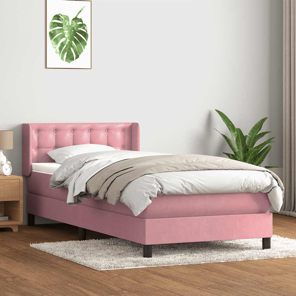 Ramsäng med madrass rosa 90x210 cm sammet