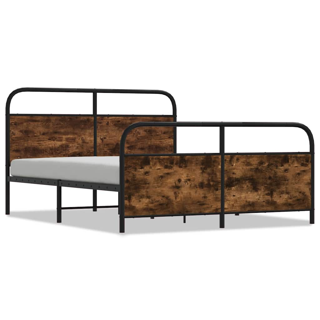 Sängram utan madrass metall rökfärgad ek 183x213 cm