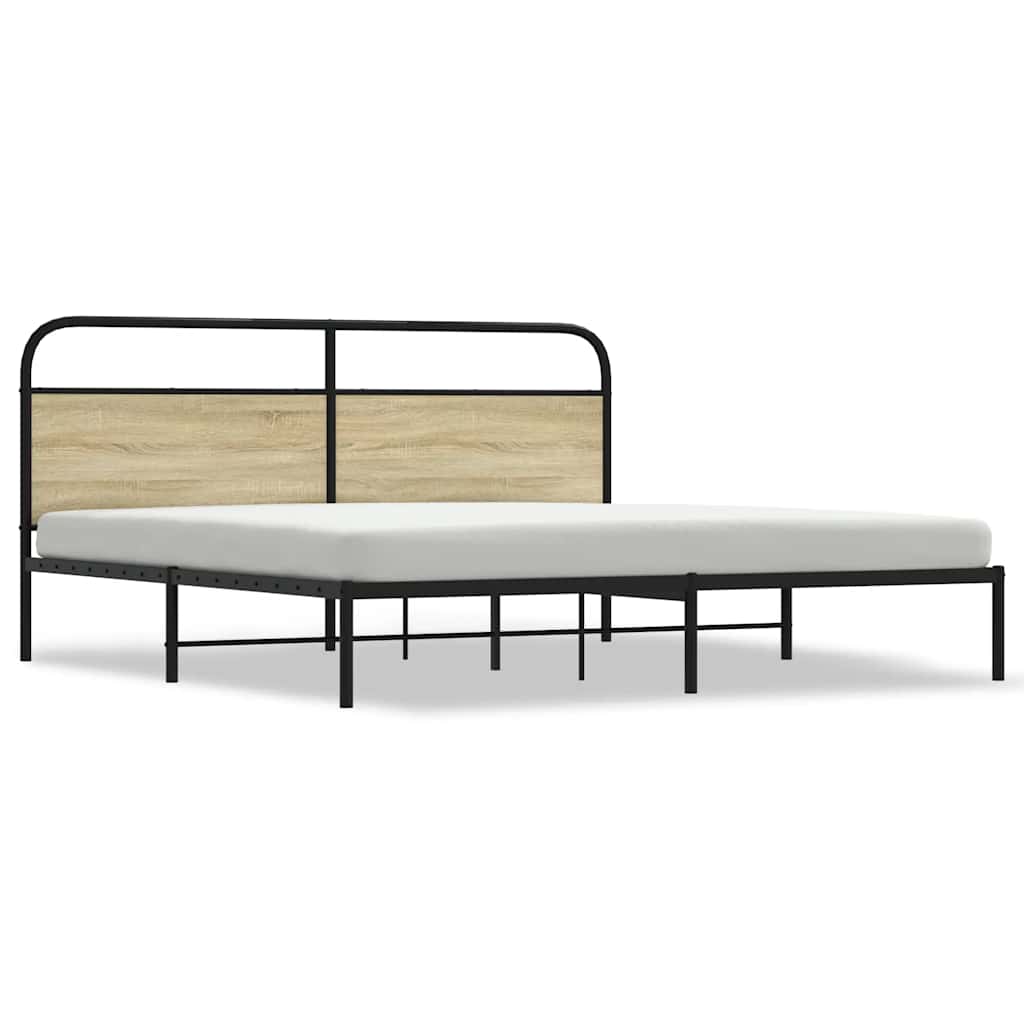 Sängram utan madrass metall sonoma-ek 193x203 cm