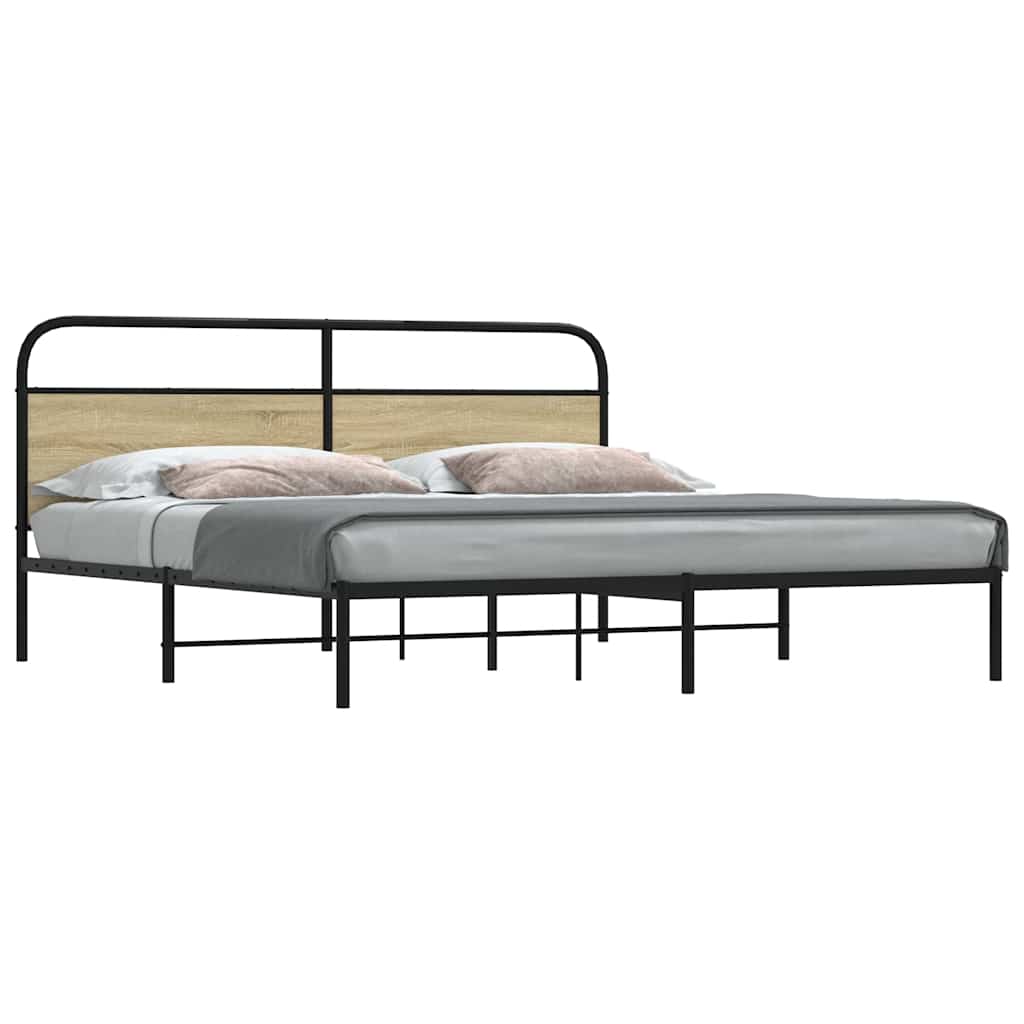 Sängram utan madrass metall sonoma-ek 200x200 cm