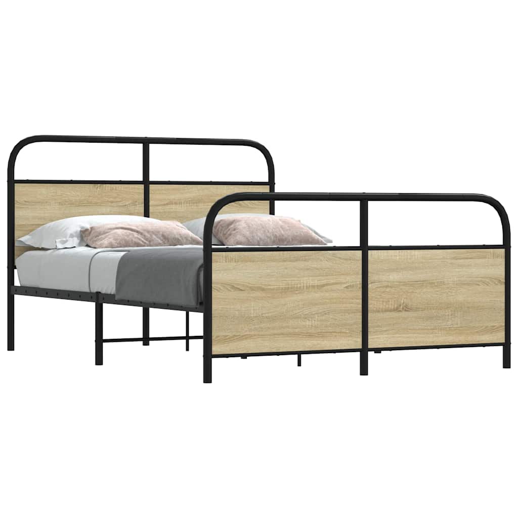 Sängram utan madrass metall sonoma-ek 137x190 cm