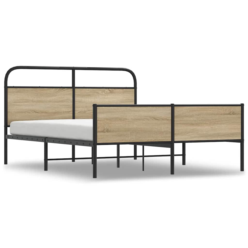 Sängram utan madrass metall rökfärgad ek 180x200 cm