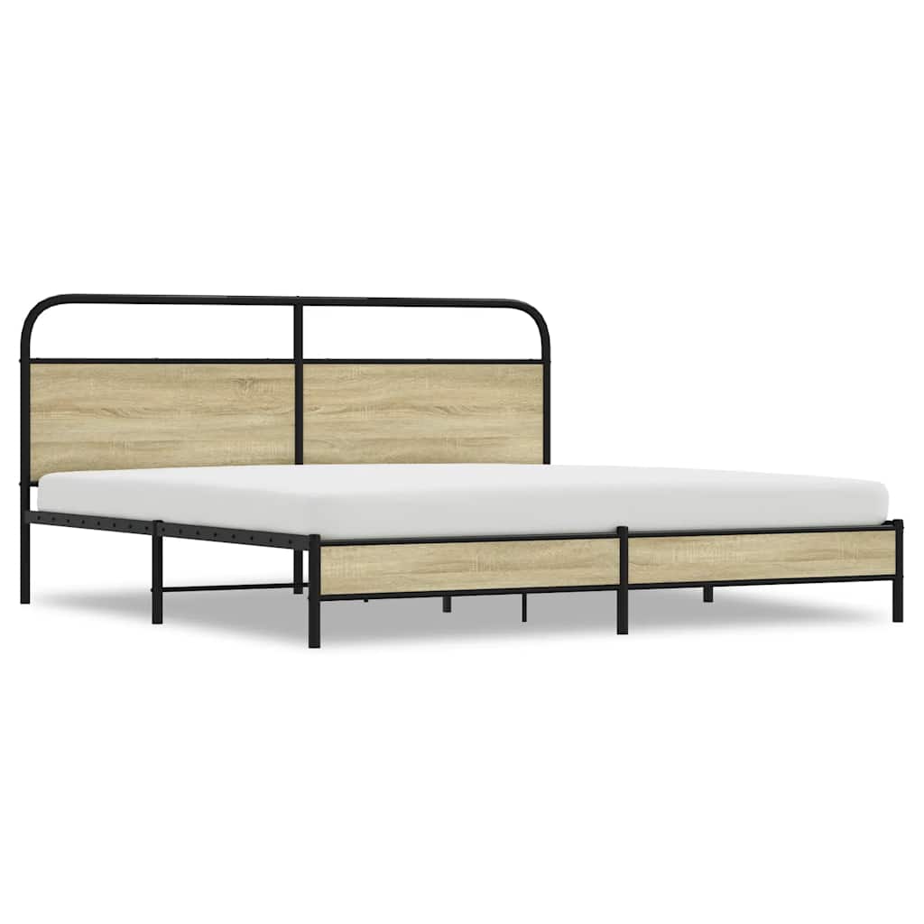 Sängram utan madrass metall sonoma-ek 180x200 cm