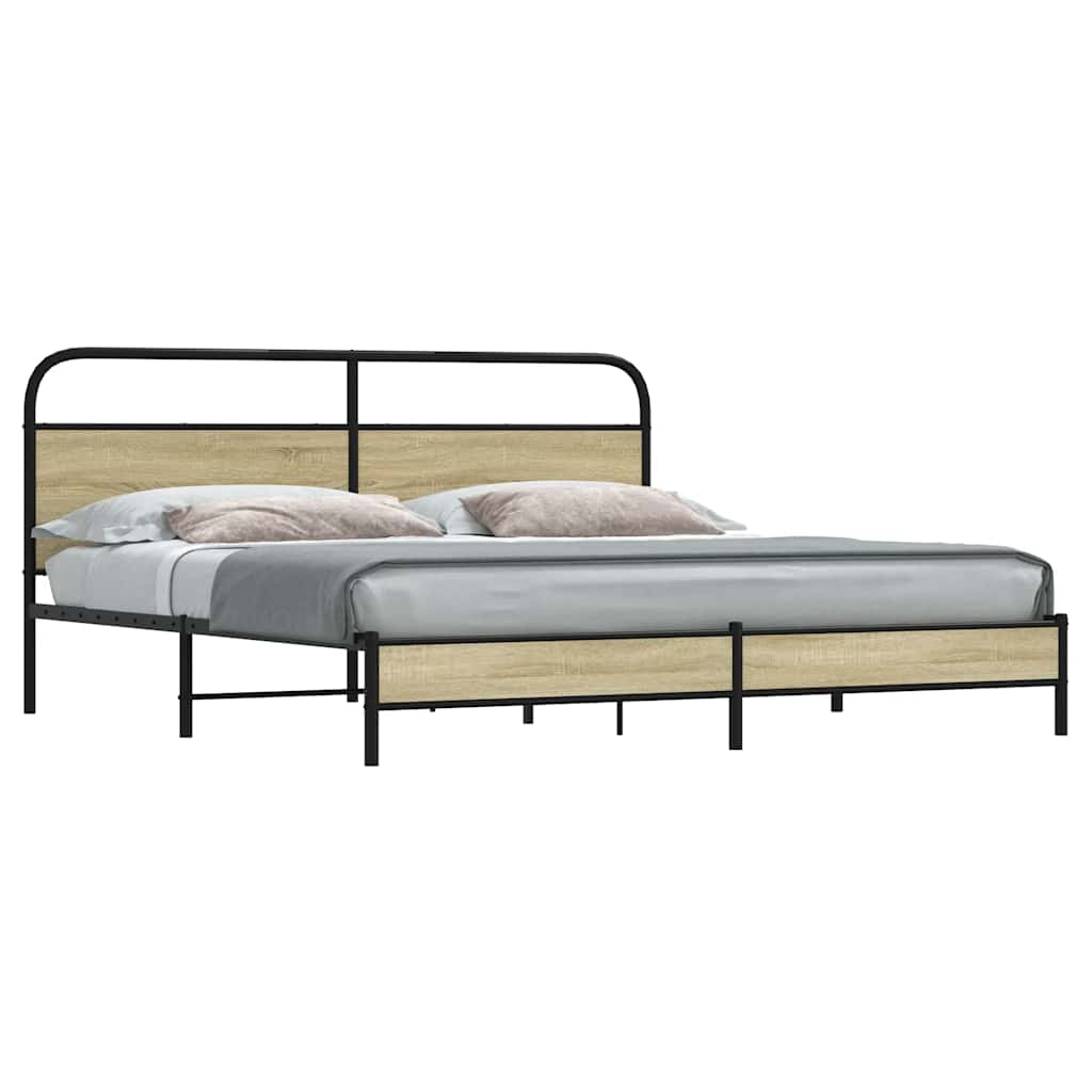 Sängram utan madrass metall sonoma-ek 180x200 cm