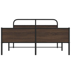 Sängram utan madrass metall brun ek 160x200 cm