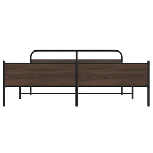 Sängram utan madrass metall brun ek 180x200 cm