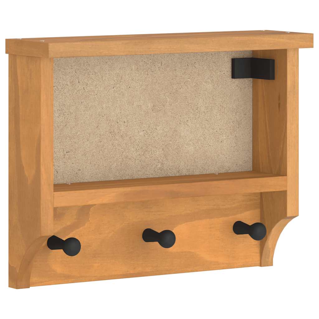 Vägghängd klädhängare SANDNES 45x12x35 cm massiv trä furu