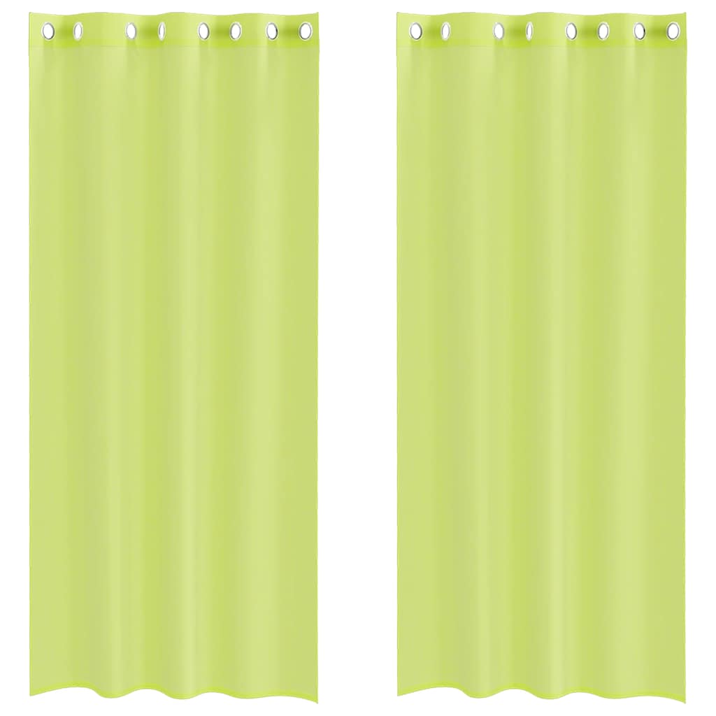 Voile gardiner med genomföringar 2 st äppelgrön 140x225 cm