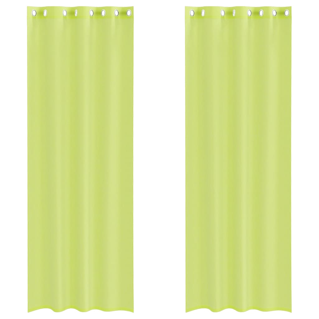 Voile gardiner med genomföringar 2 st äppelgrön 140x300 cm