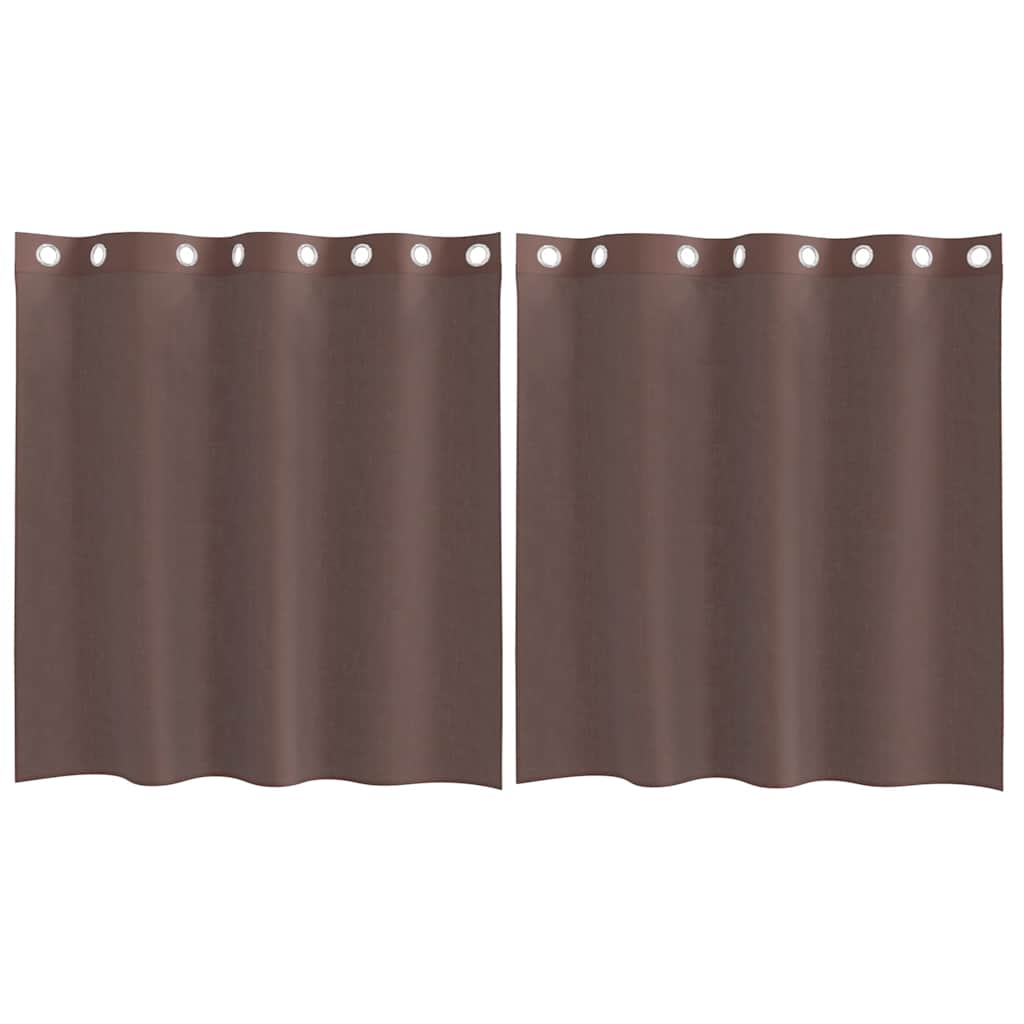 Voile gardiner med genomföringar 2 st brun 140x140 cm