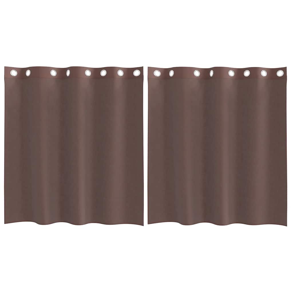 Voile gardiner med genomföringar 2 st brun 140x140 cm
