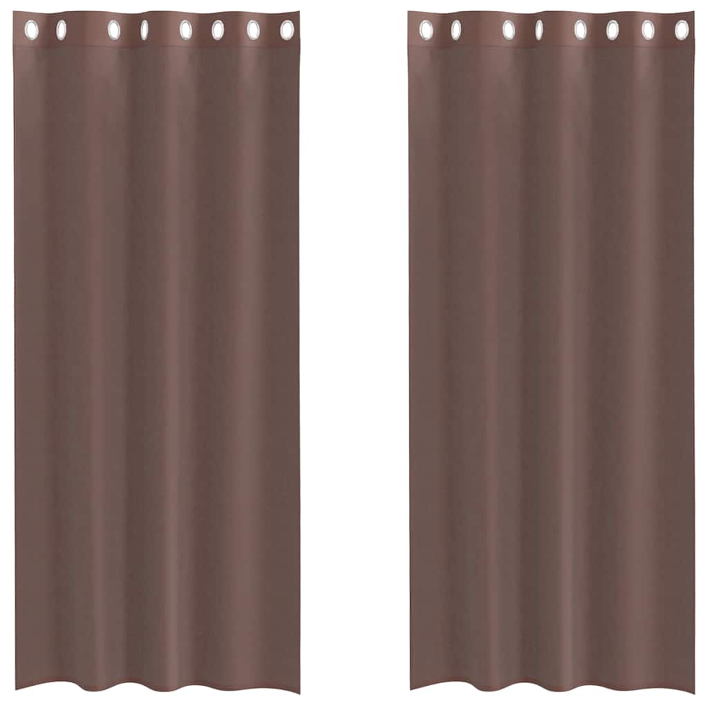 Voile gardiner med genomföringar 2 st brun 140x225 cm