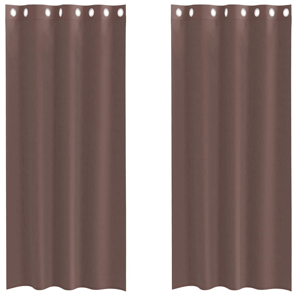 Voile gardiner med genomföringar 2 st brun 140x245 cm