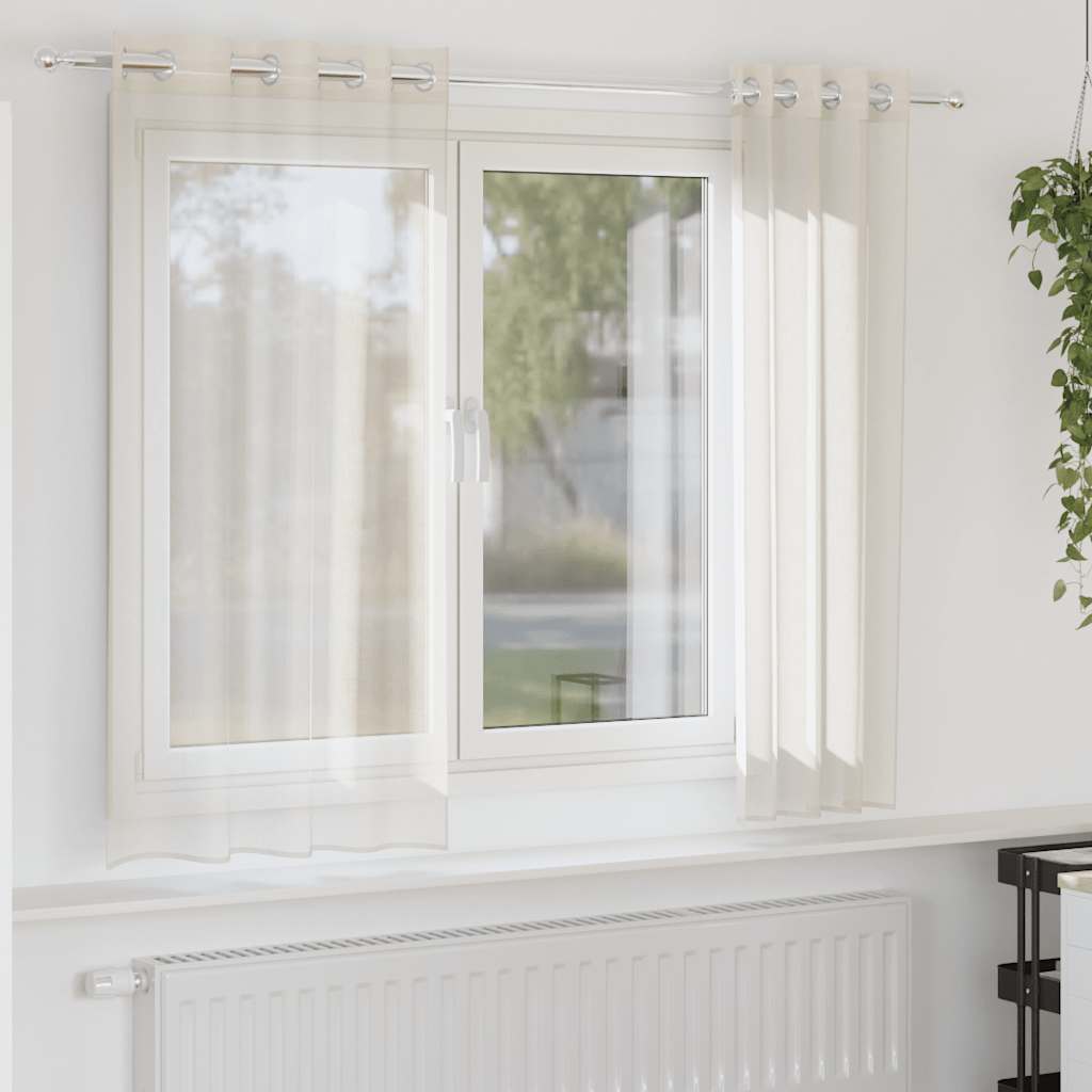 Voile gardiner med genomföringar 2 st gräddvita 140x175 cm
