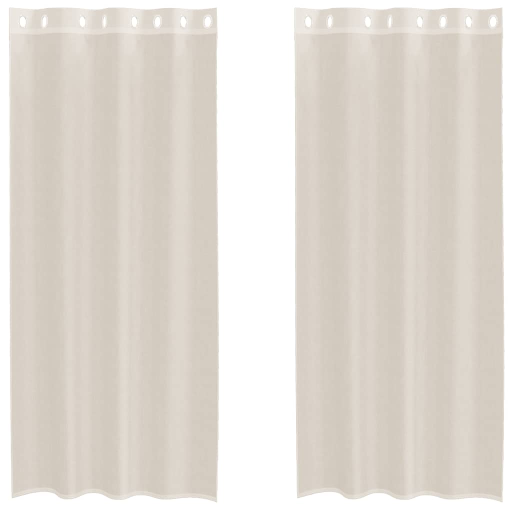 Voile gardiner med genomföringar 2 st gräddvita 140x245 cm