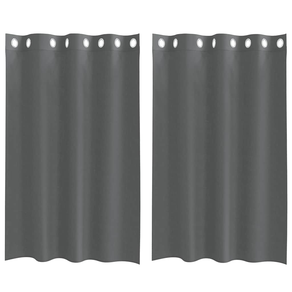 Voile gardiner med genomföringar 2 st mörkgrå 140x175 cm