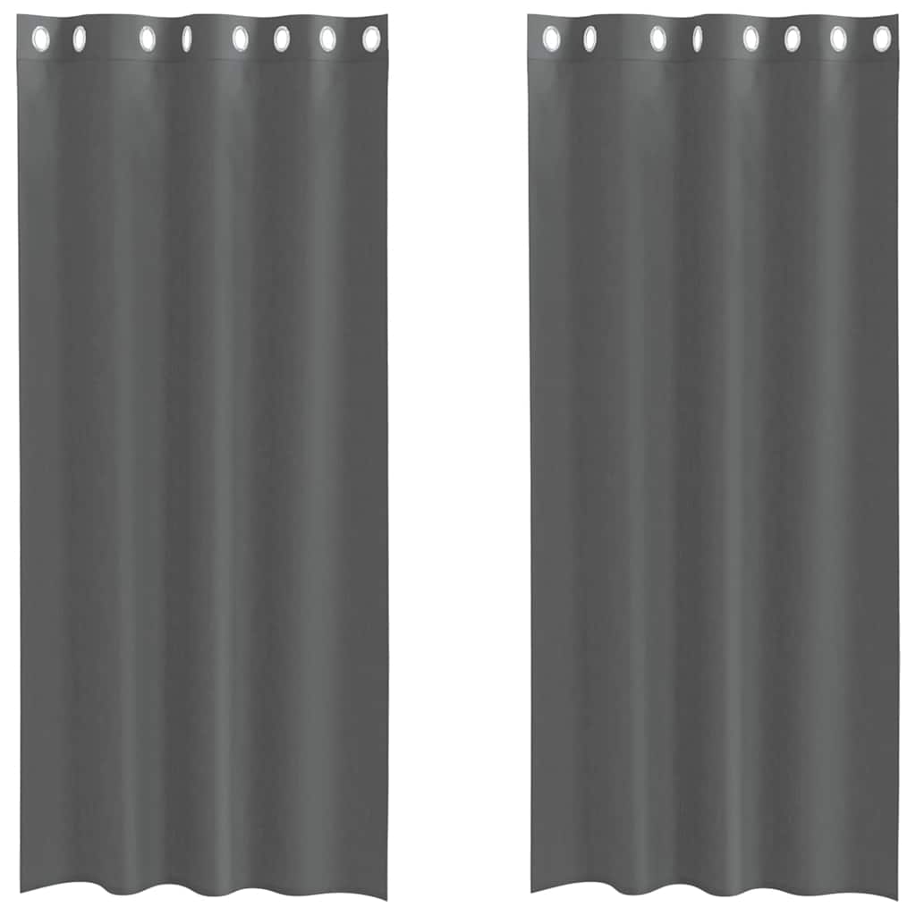 Voile gardiner med genomföringar 2 st mörkgrå 140x245 cm
