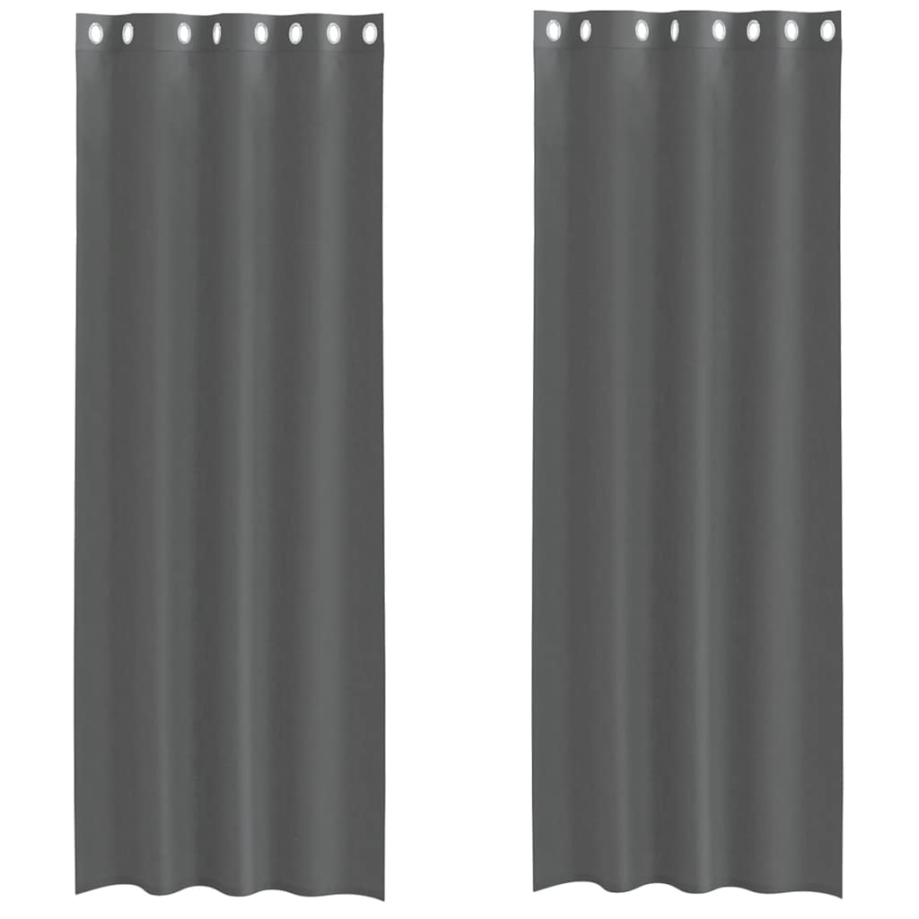 Voile gardiner med genomföringar 2 st mörkgrå 140x260 cm